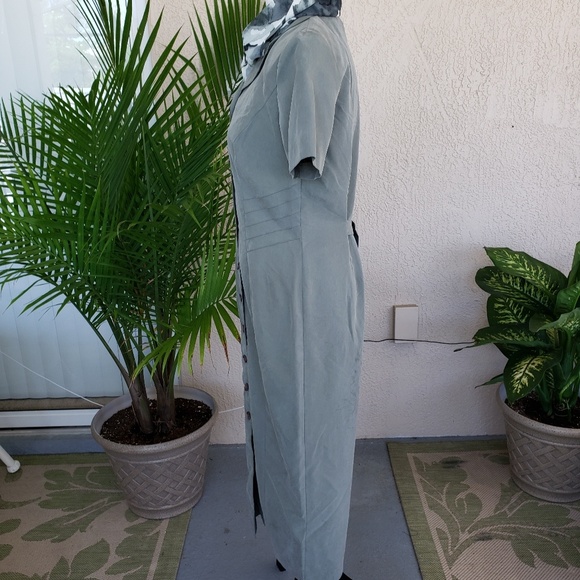 Sheri Martin NY Petite green dress with scarf - Picture 3 of 4